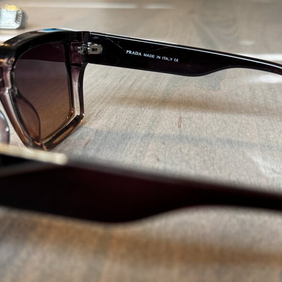 Rectangle sunglasses brown clear ombre oversize designer - Picture 4 of 7